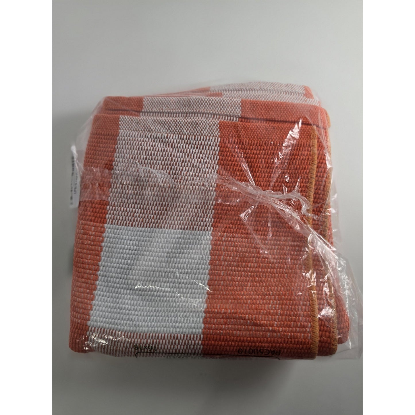 27.5 X 43 Orange and White Checked Outdoor Rug Buffalo Plaid Cotton Washable