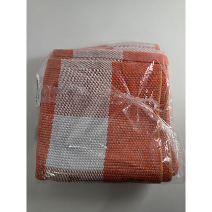 27.5 X 43 Orange and White Checked Outdoor Rug Buffalo Plaid Cotton Washable