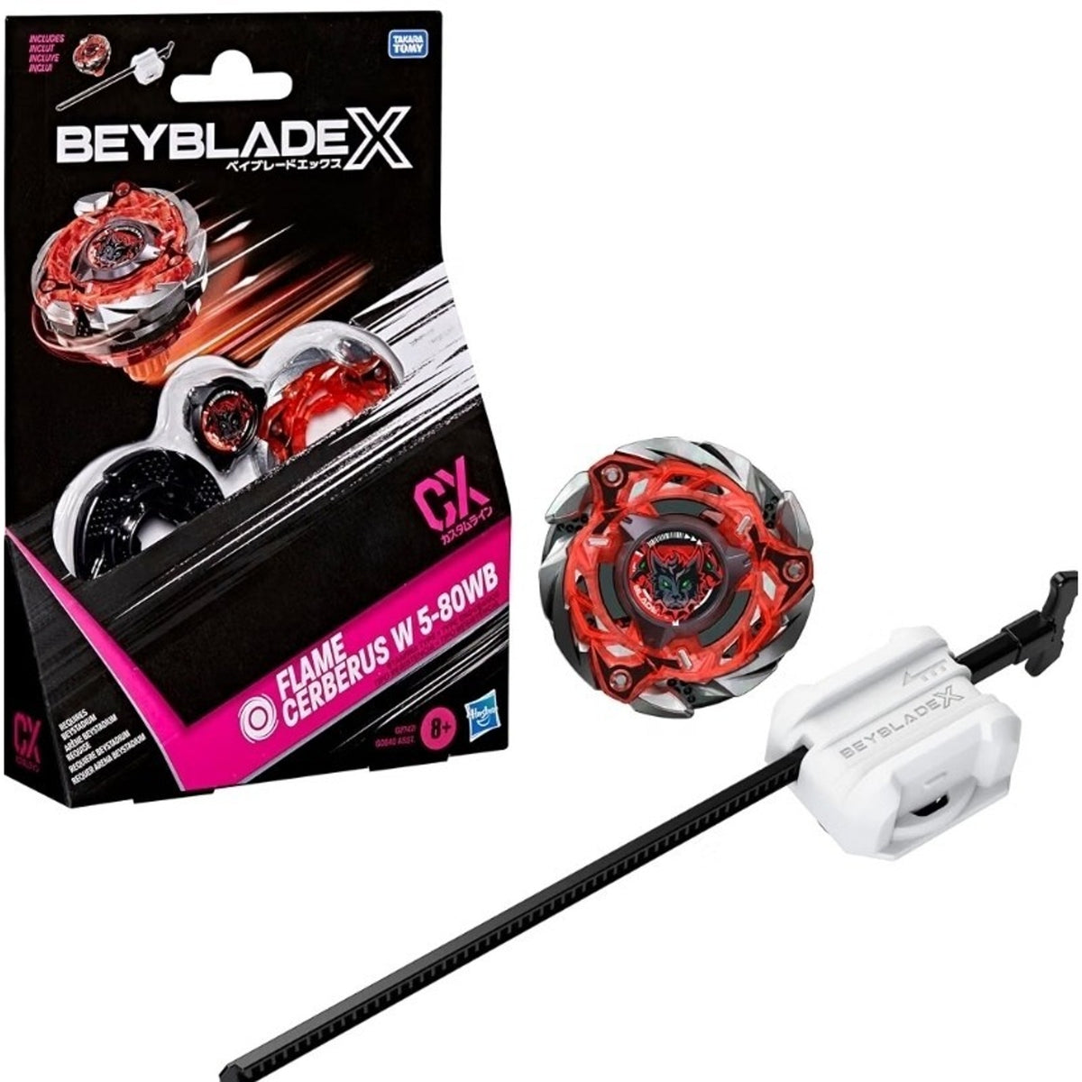 BEY BLADE X Flame Cerberus W 5-80WB CX Starter Pack Set, Takara Tomy Stamina Typ