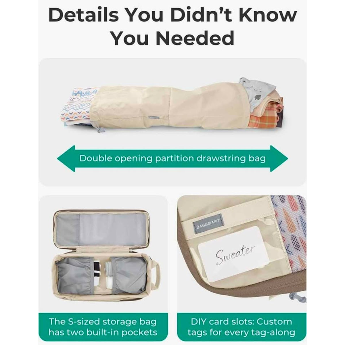 BAGSMART 4 Set Compression Packing Cubes for Travel