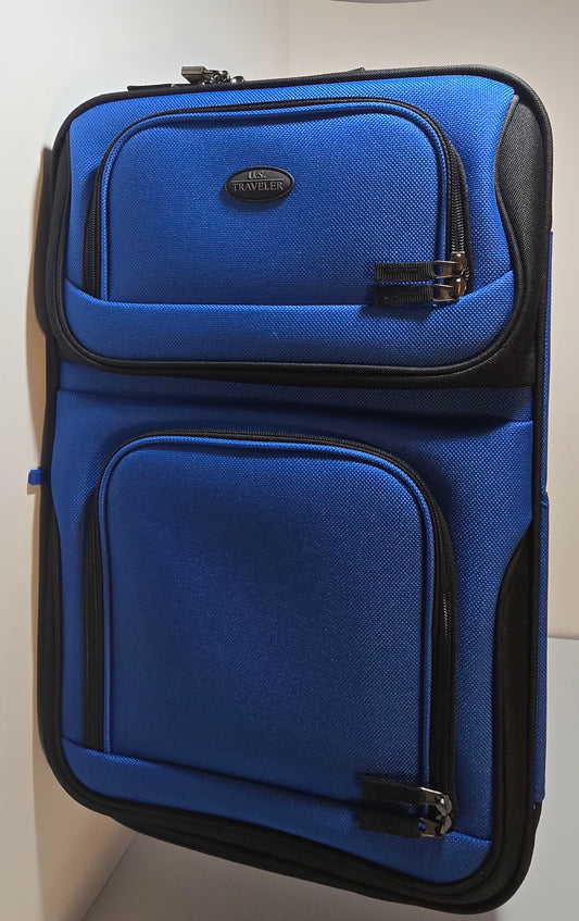 U.S. Traveler Lightweight Rolling 20" Carry On Luggage Softside Suitcase, Blue, 2 Wheel-1 Piece
