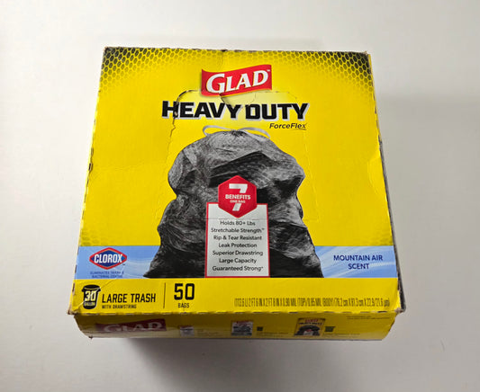 Glad ForceFlex Heavy Duty 30 Gallon Trash Bags, 50 Count – Leak & Tear Resistant with Mountain Air Scent and Clorox Odor Protection