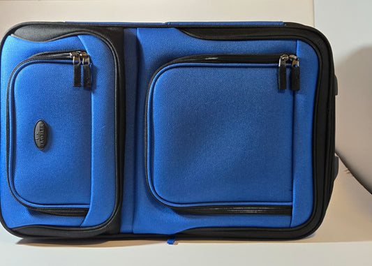 U.S. Traveler Lightweight Rolling 20" Carry On Luggage Softside Suitcase, Blue, 2 Wheel-1 Piece