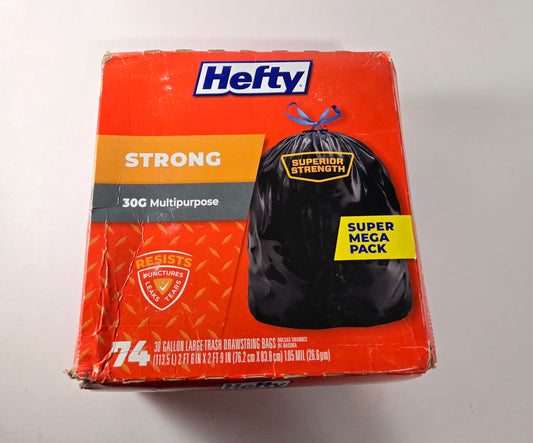 Hefty Strong 30 Gallon Multipurpose Trash Bags – 74 Count Super Mega Pack