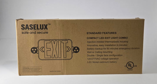 LED emergency exit sign with battery backup adjustable light green letters 6 pack