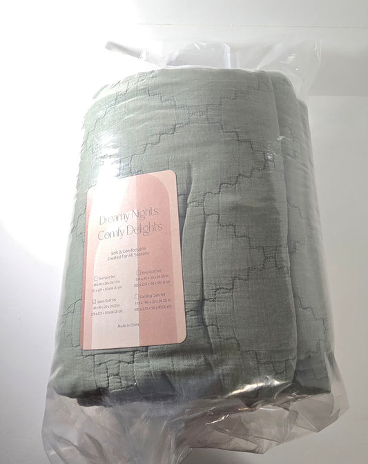 Palassio Olive Green Queen Size Quilt Set