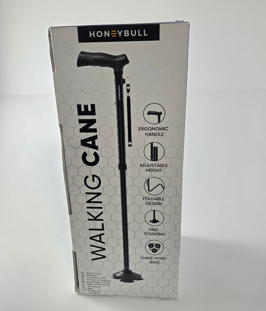 HoneyBull Adjustable Walking Cane with Foldable Design and Pivot Base