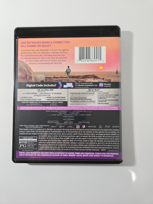 STAR WARS: A NEW HOPE – 4K ULTRA HD BLU-RAY (COLLECTOR’S EDITION) OPEN BOX