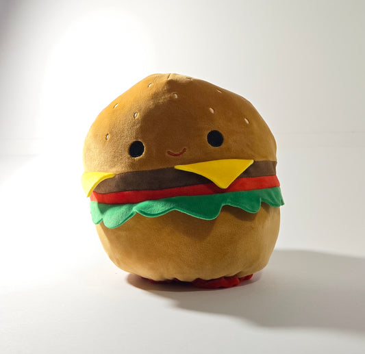 Burger and Fries 2-in-1 plushie toy – reversible novelty plush shaped like food, soft and silly