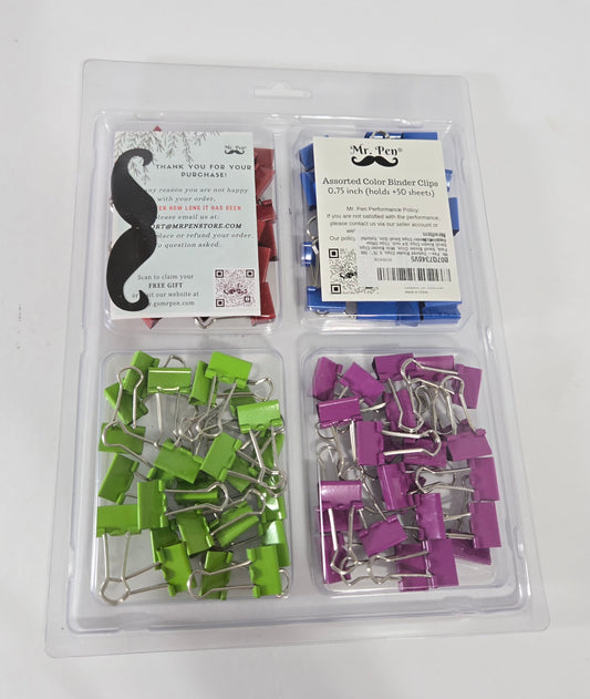 Mr. Pen Colored Binder Clips - 0.75' (3/4 inch), 100 Pack - Colorful Binder Clips in Small Size